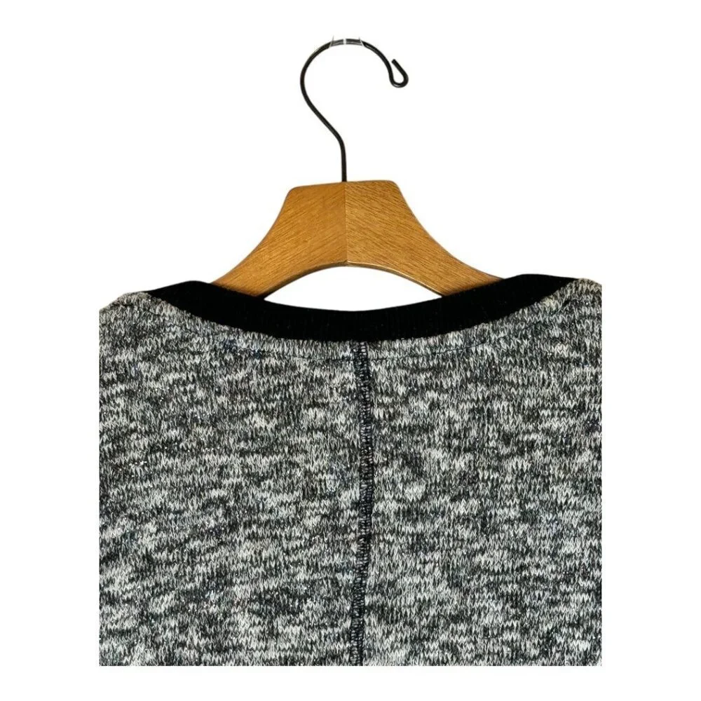 Abercrombie & Fitch Sweater Women Medium Black Knit Metallic Wrap Front Pullover
